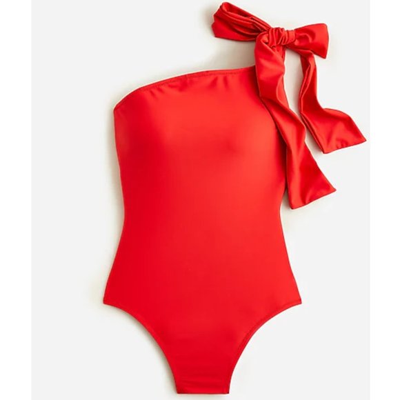 🥰 Bow one-shoulder one-piece BRIGHT CERISE 16 18 20 - Picture 1 of 5